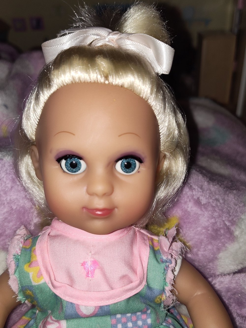 Vintage Blonde Baby Doll in Pink and Green Outfit